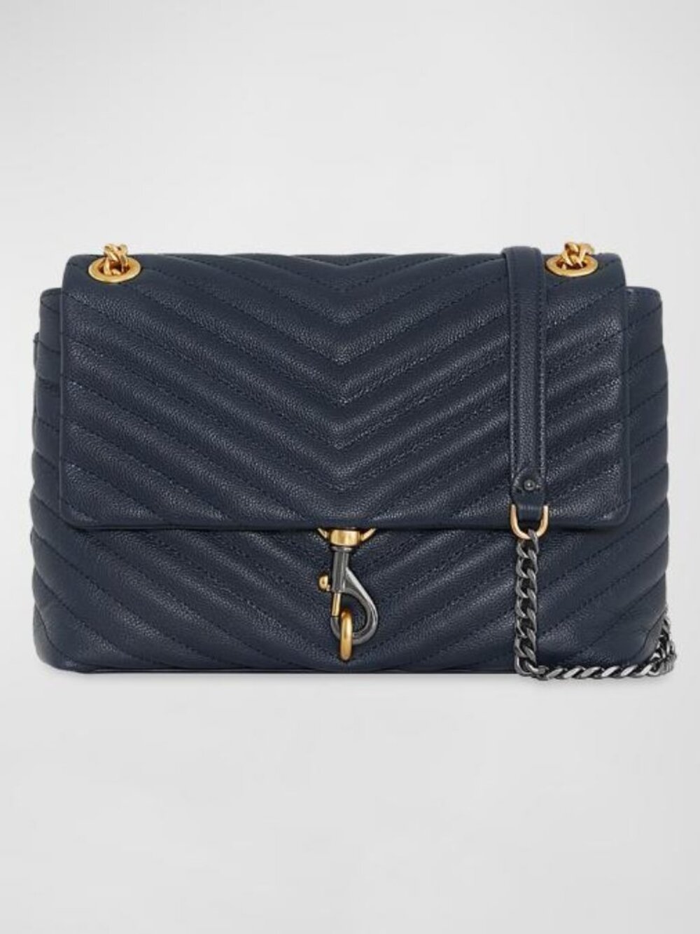 Rebecca Minkoff Edie Flap Quilted Leather Shoulder Bag Navy Blue